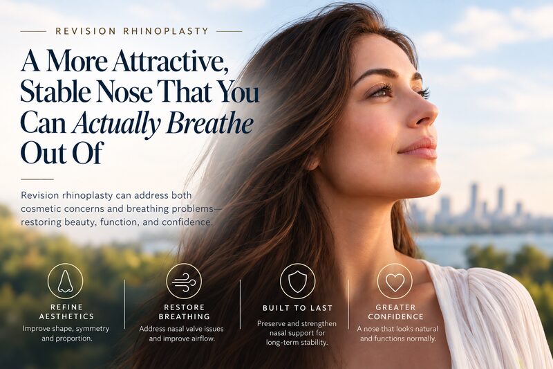 Revision rhinoplasty for an attractive, stable nose that breathes normally